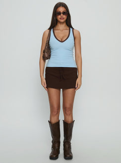 Baseline V Neck Rib Tank Top Blue / Brown