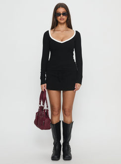 Baseline V Neck Long Sleeve Top Black / White