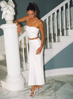 Two piece set Crop top,&nbsp;elasticated shoulder straps, pinched bust, beaded detail