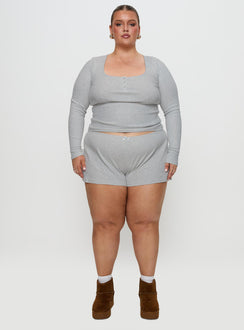 Sleepytea Rib Sleep Long Sleeve Top Grey Curve