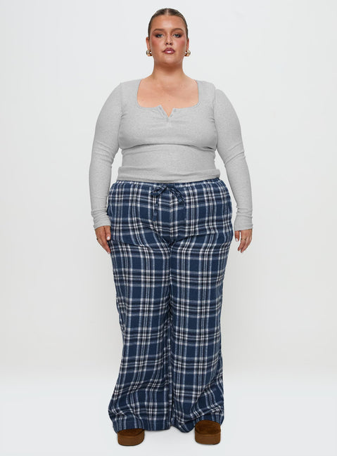 In The Morning Sleep Pant Blue Check Curve