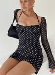 product Princess Polly Square Neck  Dyer Mini Dress Black / Polka Dot