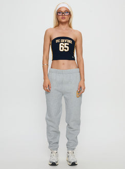 front view of model wearing Princess Polly UC Irvine Basic Sweatpants Grey Mid Rise Pants 