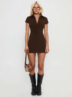 Cottesloe Corduroy Mini Dress Chocolate