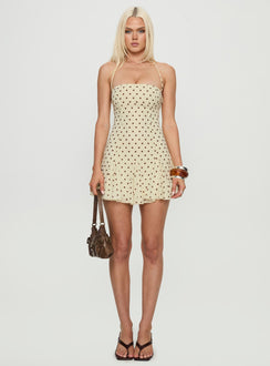 Delamere Mini Dress Yellow / Brown Polka Dot