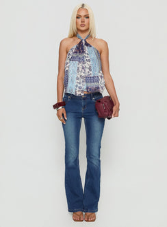 Ferne Tie Neck Top Blue Multi