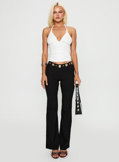 front view of model wearing Princess Polly Light Of Day Top White Sleeveless Plunger 