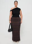 front view of model wearing Princess Polly Beller Top Black Curve Sleeveless Asymmetric Neckline 