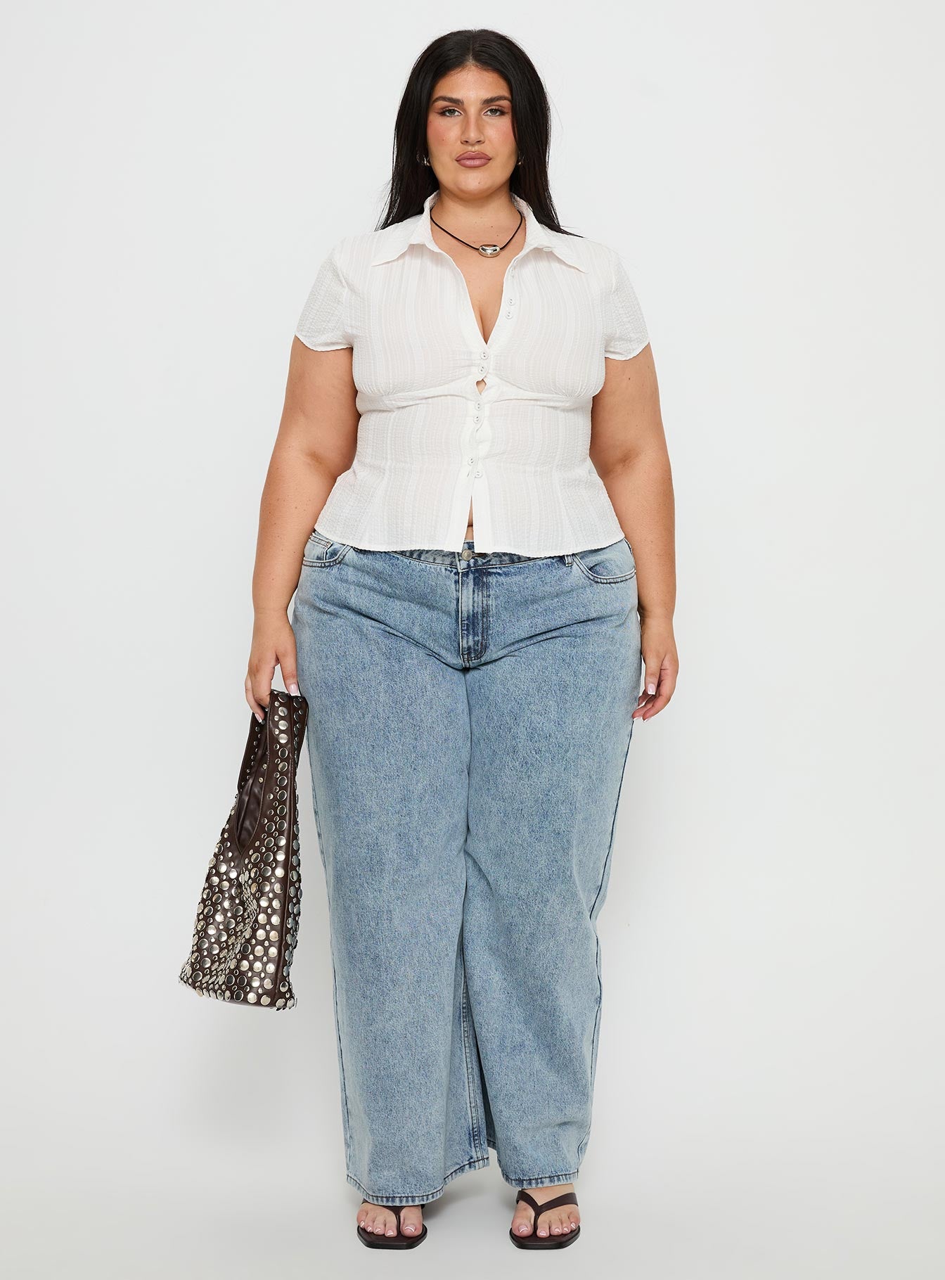 Cottesloe Blouse Top Textured White Curve