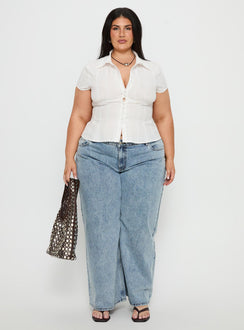 Cottesloe Blouse Top Textured White Curve