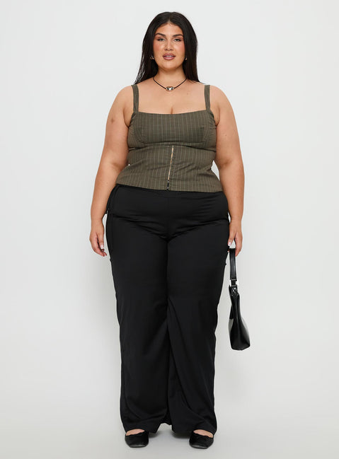 Nylen Tailored Suiting Top Brown Pinstripe Curve