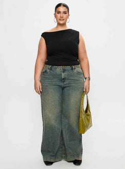 back view of model wearing Princess Polly Miyako Bodysuit Black Curve Sleeveless 