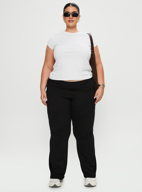front view of model wearing Princess Polly Movement Yoga Pant Black Curve High Waisted Pants 