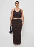   front view of model wearing Princess Polly Hostona Maxi Skirt Mutli Curve Maxi 