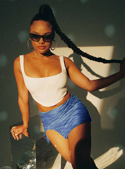 product Princess Polly Three Fourth Sleeves Cowl  Kaeshia Rib Bustier White Lower Impact