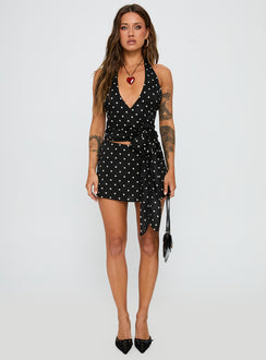 Beffanie Halter Wrap Set Black Polka Dot