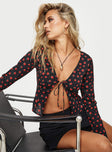 Long Sleeve Top  Floral print, open style top, V-neckline