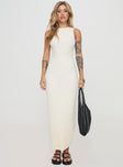 front view of model wearing Princess Polly Harp Maxi Dress White Crew Neck 