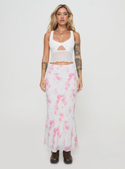   front view of model wearing Princess Polly Agave Maxi Skirt Floral Maxi 