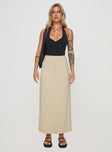 Maxi skirt Linen material look, zip & clasp fastening, split in hem at back Non-stretch material, fully lined 
