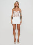Karley Satin Low Waist Mini Skirt White