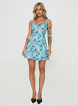Floral mini dress Adjustable shoulder straps, scooped neckline, shirred band at back, invisible zip fastening, keyhole cut out at bust Non-stretch material, fully lined