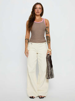 Elizebeth Contrast Trim Tank Top Multi Stripe