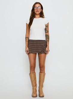   front view of model wearing Princess Polly Sonsie Mini Skirt Multi Check Mini Skirts 