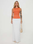 front view of model wearing Princess Polly Uzo Top Orange Sleeveless Crew Neck 