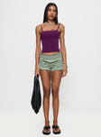 front view of model wearing Princess Polly Race My Mind Top Purple Sleeveless Square Neck 