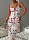 front view of model wearing Princess Polly Caldwell Maxi Dress White / Red Scoop Neck 