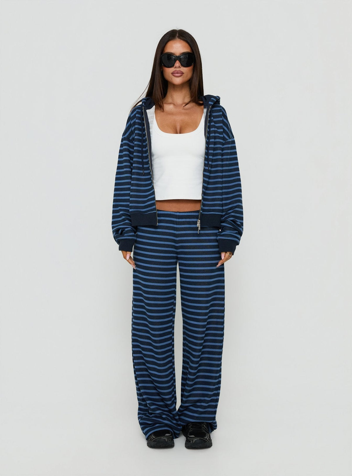 Delaeni Straight Leg Track Trousers Blue Stripe