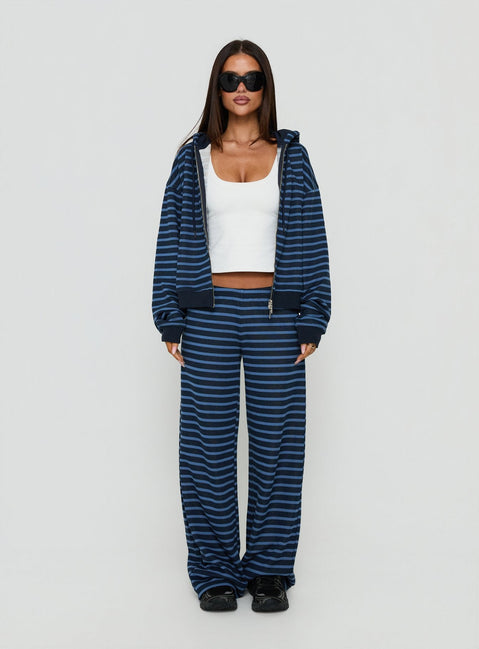 Delaeni Straight Leg Track Trousers Blue Stripe