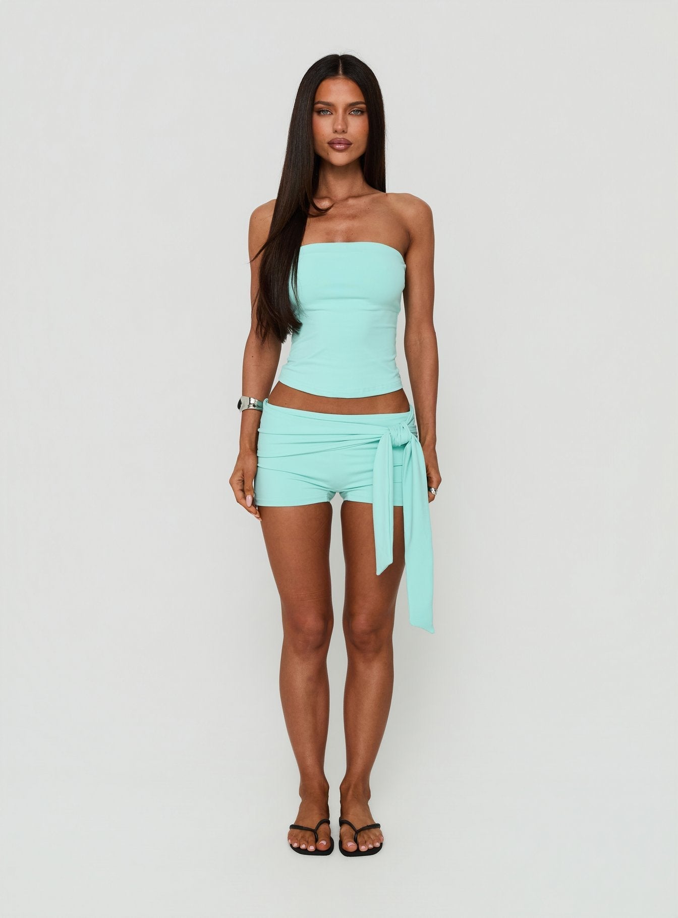 Daily Define Tie Waist Micro Shorts Turquoise