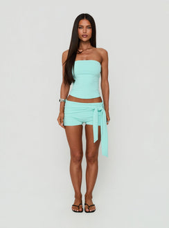 Daily Define Tie Waist Micro Shorts Turquoise