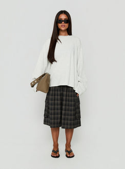 Settle Down Long Sleeve Top Grey Marle