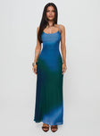 front view of model wearing Princess Polly Amoret Maxi Dress Blue / Green Scoop Neck 