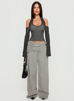 Novelia Halter Long Sleeve Top Black