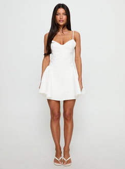 Alympia Pleat Mini Dress White