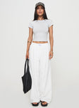 front view of model wearing Princess Polly Beach House Pants White High Waisted Pants 