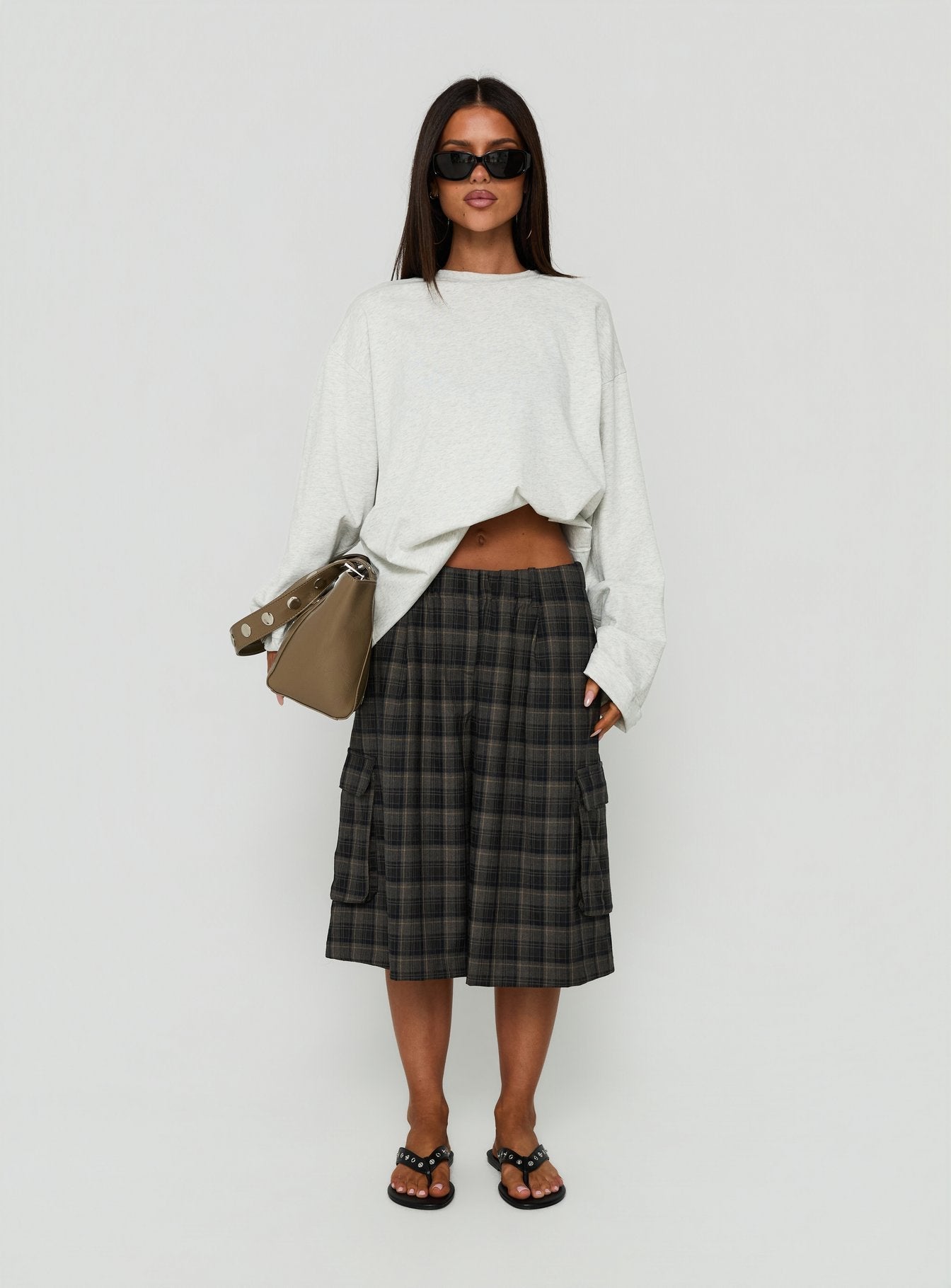Brenn Baggy Longline Shorts Kariert Multi