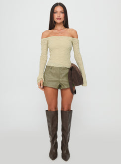 Kenickie Stud Micro Shorts Khaki