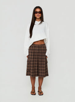 Brenn Baggy Longline Shorts Braunes Karo