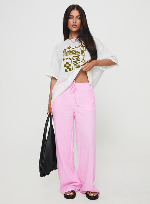 front view of model wearing Princess Polly Darise Pants Blush High Waisted Pants 