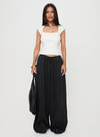 front view of model wearing Princess Polly Harbour Pant Black Petite High Waisted Pants 