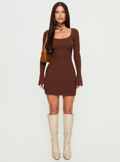 Brownhall Long Sleeve Mini Dress Mocha