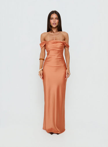 strapless open back dress Iria Pink & Orange Dress – Pretty Parade Boutique main image 1
