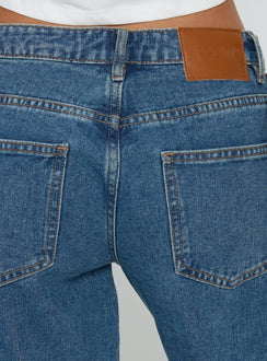 Ramos Low Rise Wide Leg Jeans Mid Blue Wash