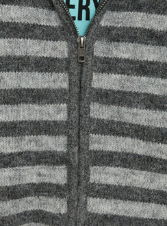 Aubry Oversized True Knit Hoodie Grey Stripe