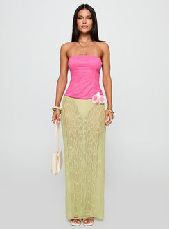 front view of model wearing Princess Polly Plotline Strapless Top Pink Sleeveless straight 